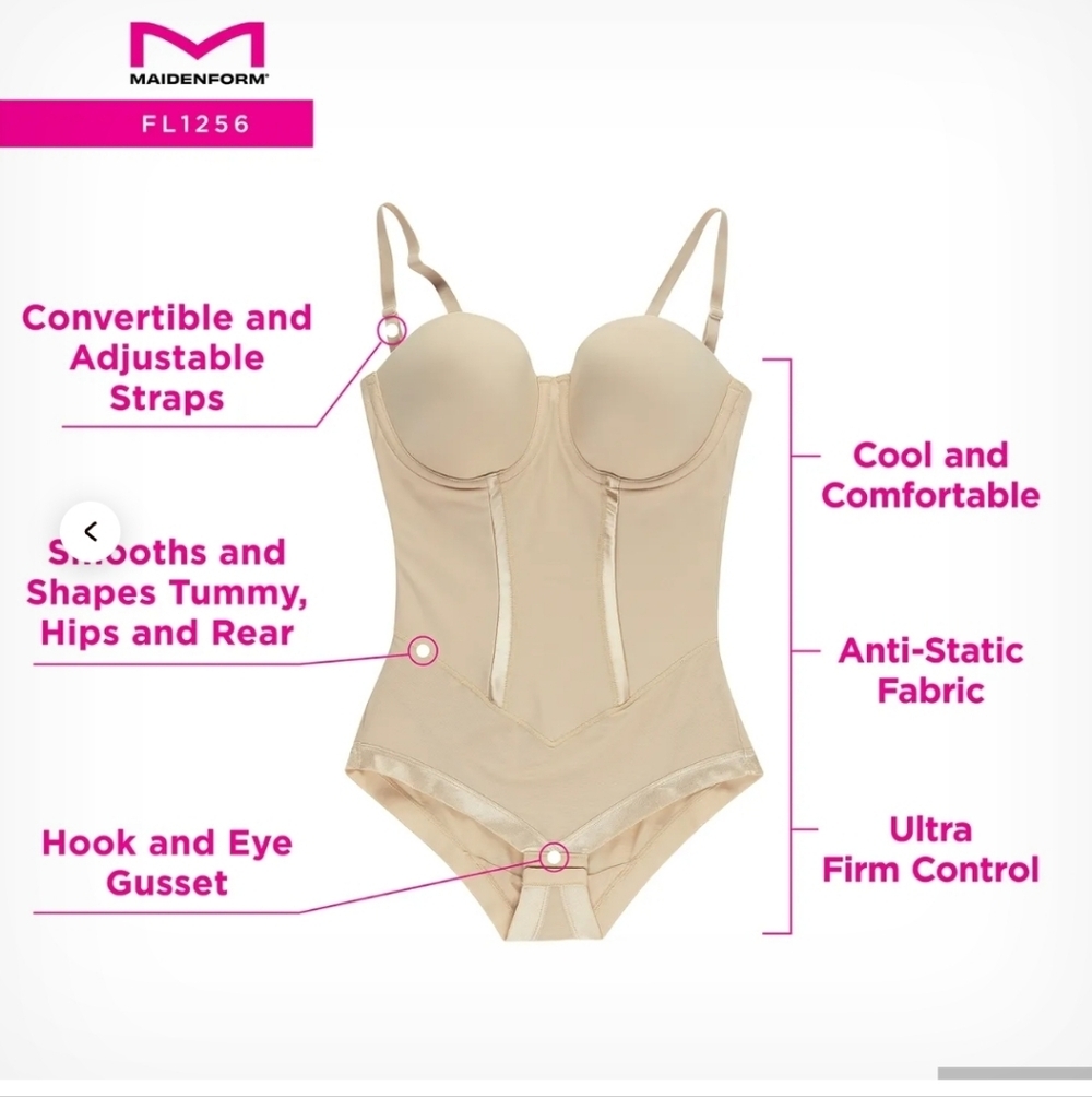Maidenform Convertible Shapewear Bodysuit - Cream 36DD NWT